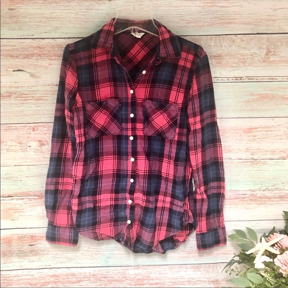Aeropostale Tops - 🛒Aeropostale Flannel Tee w/ Pockets //Red & Black